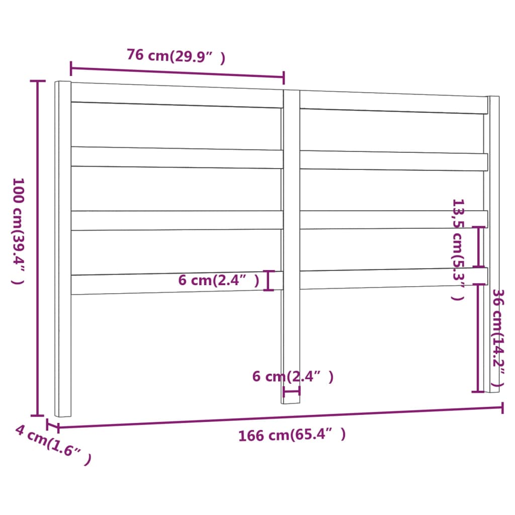 vidaXL Posteljno vzglavje medeno rjavo 166x4x100 cm trdna borovina