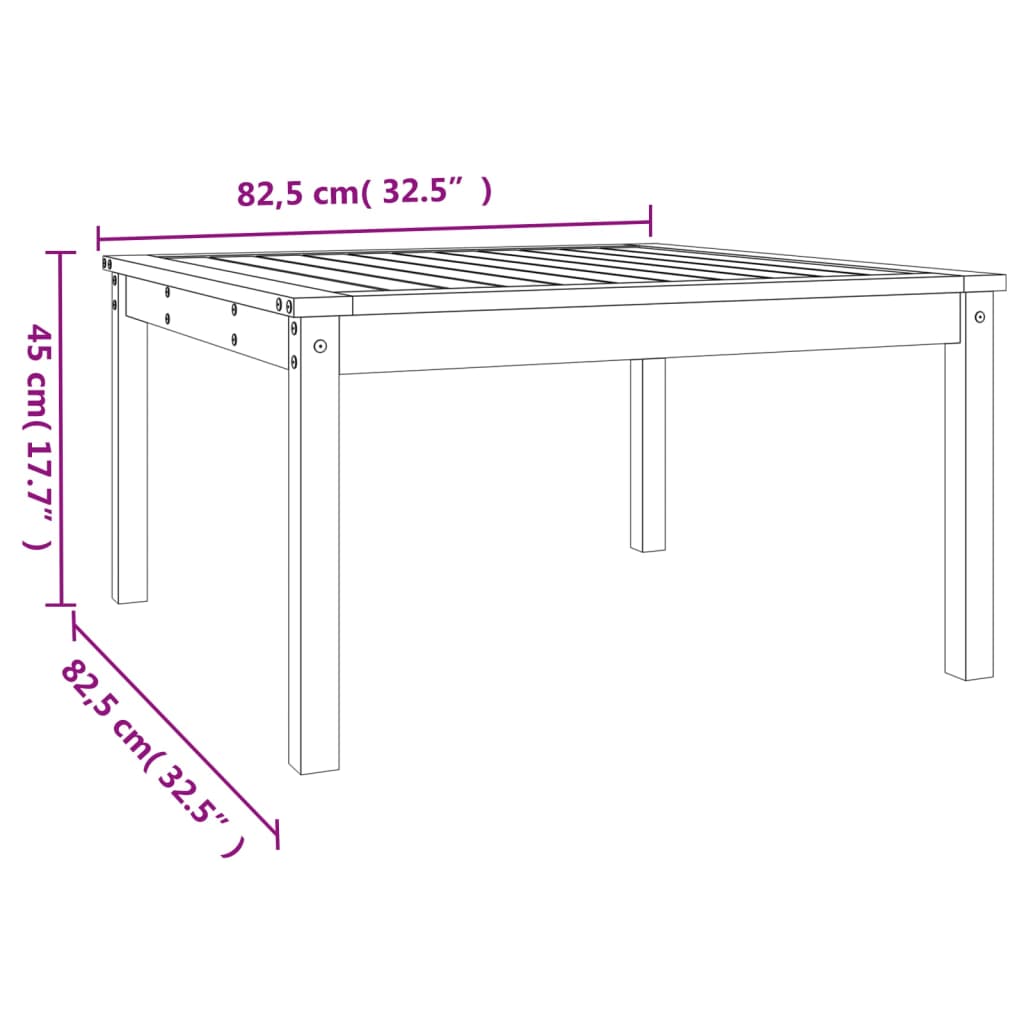 vidaXL Vrtna miza 82,5x82,5x45 cm trden les douglas