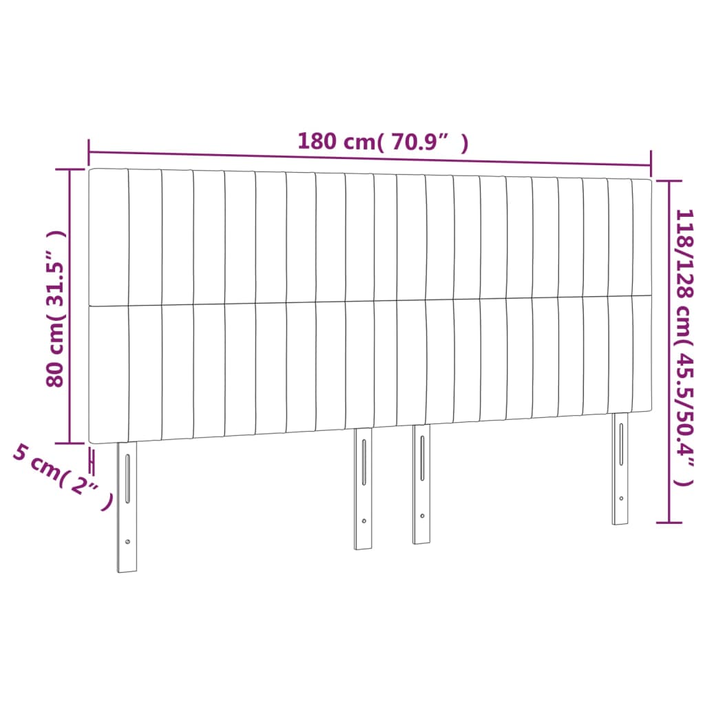 vidaXL LED posteljno vzglavje temno sivo 180x5x118/128 cm blago