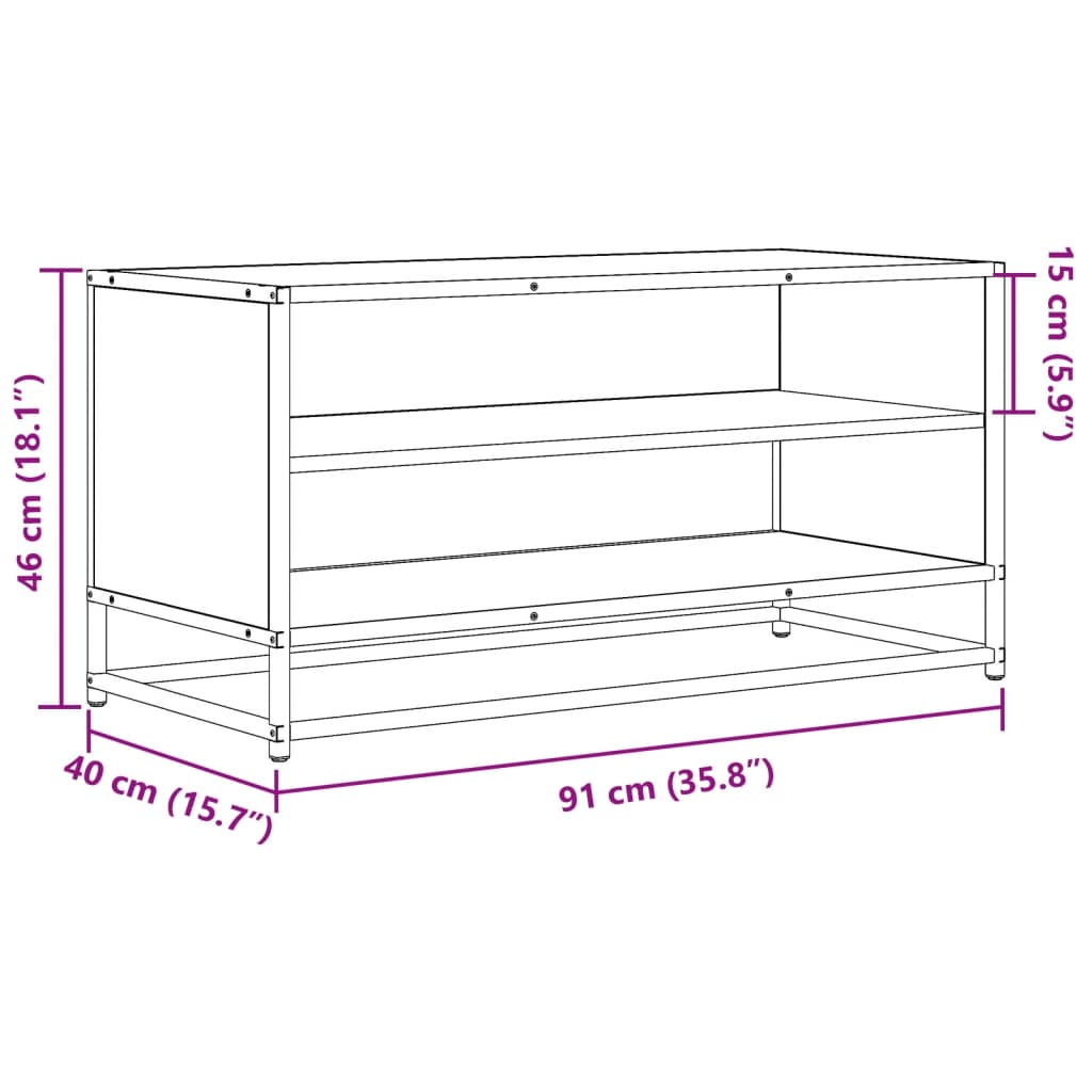 vidaXL TV omarica črna 160x35x41 cm inženirski les in kovina