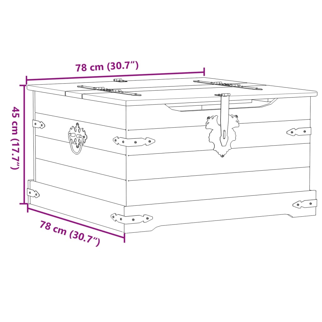 vidaXL Škatla za shranjevanje Corona 78x78x45 cm trdna borovina