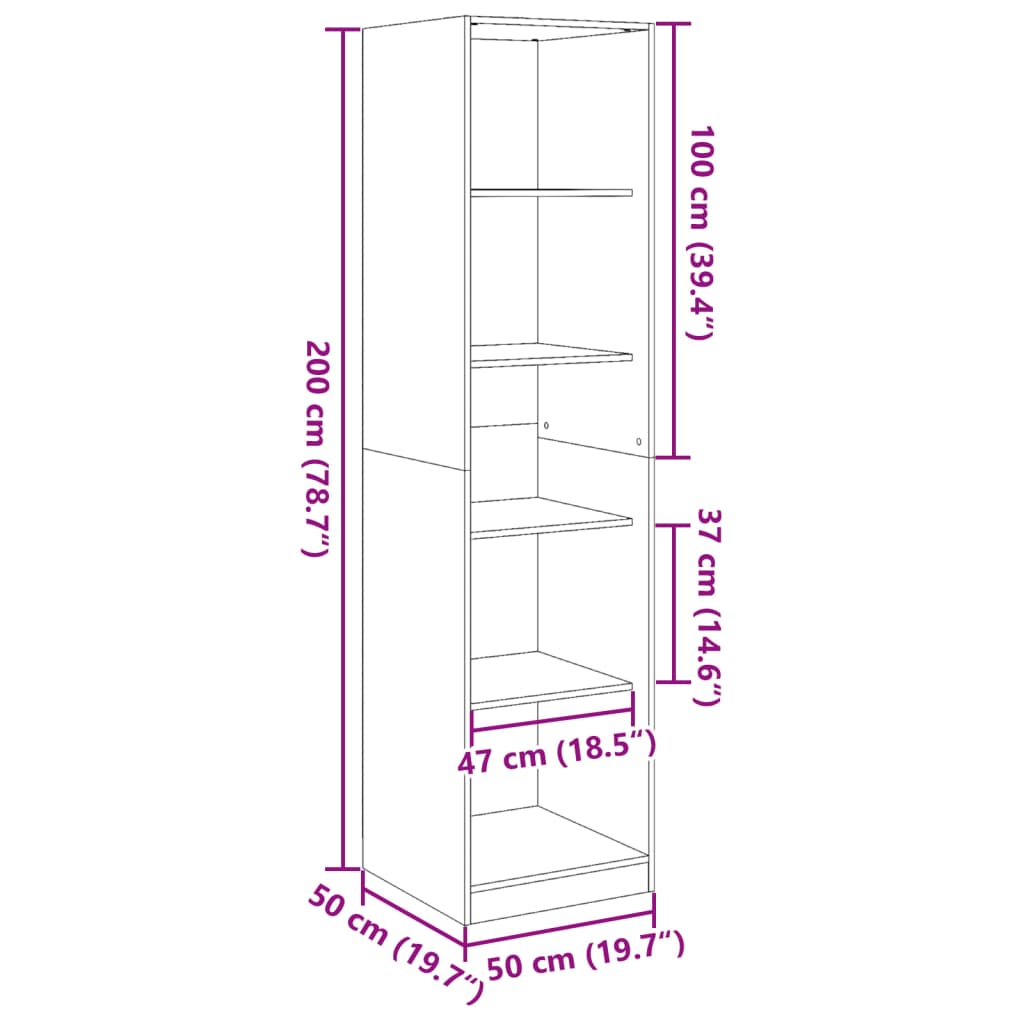 vidaXL Garderobna omara bela 50x50x200 cm iverna plošča