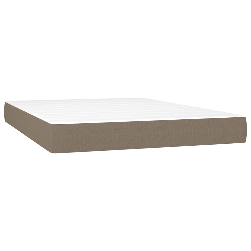 vidaXL Box spring postelja z vzmetnico taupe 140x190 cm blago