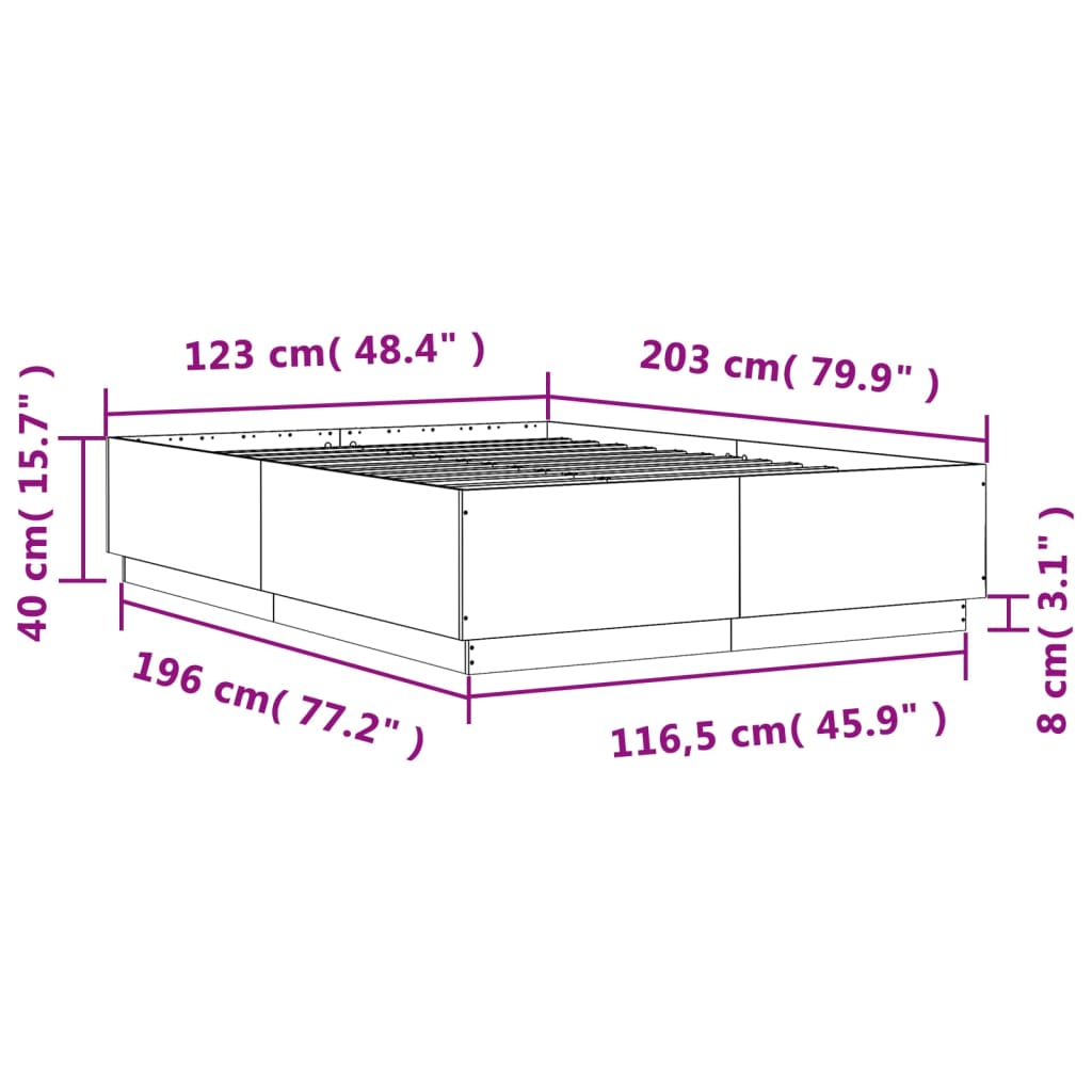 vidaXL Posteljni okvir siva sonoma 120x200 cm inženirski les