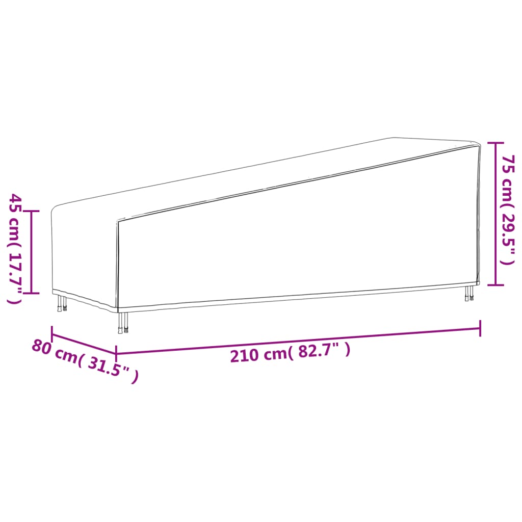 vidaXL Prevleka za ležalnik črna 210x80x45/75 cm 420D oxford