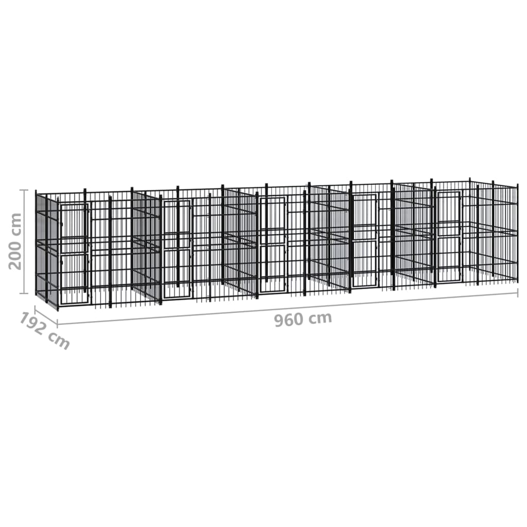 vidaXL Zunanji pasji boks jeklo 18,43 m²