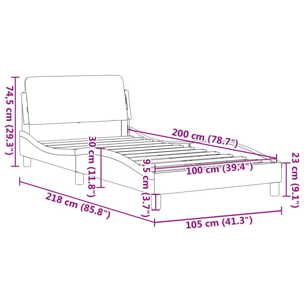 vidaXL Posteljni okvir z vzglavjem črn in bel 100x200 cm umetno usnje