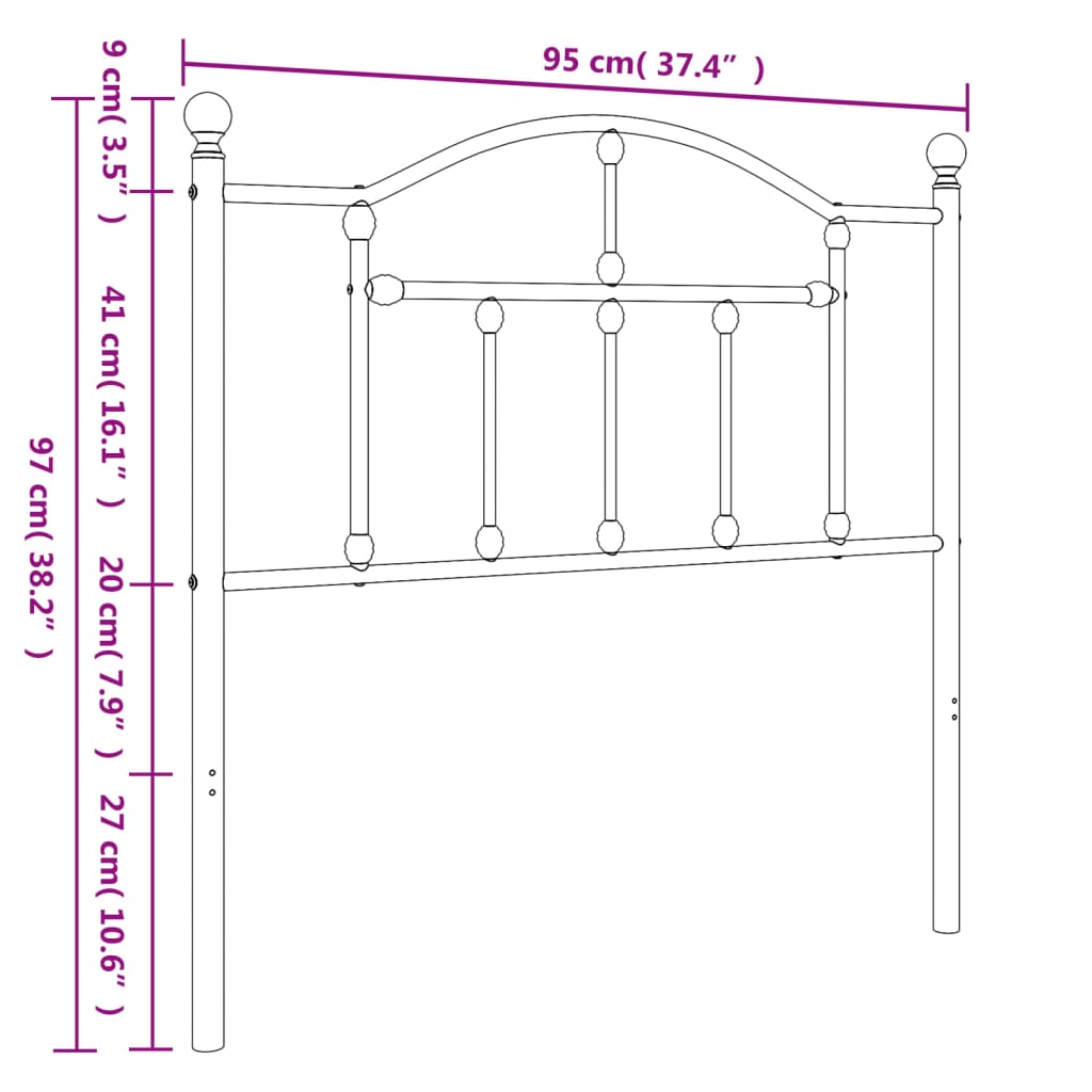 vidaXL Kovinsko vzglavje belo 90 cm