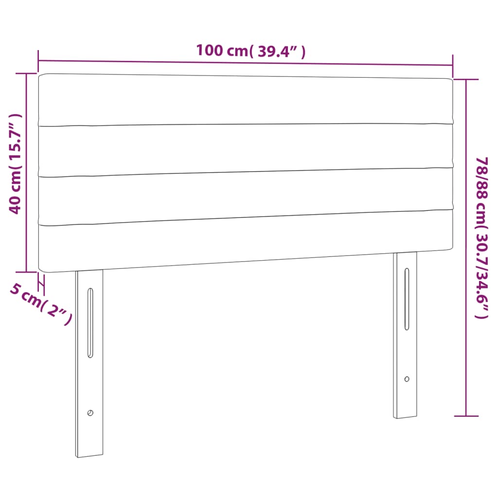 vidaXL LED posteljno vzglavje temno rjavo 100x5x78/88 cm blago