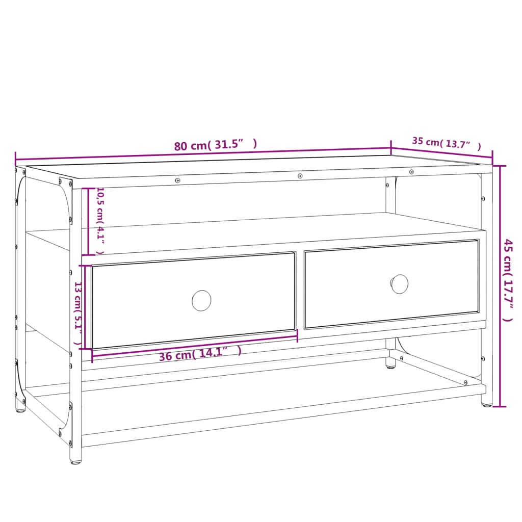 vidaXL TV omarica rjavi hrast 80x35x45 cm inženirski les