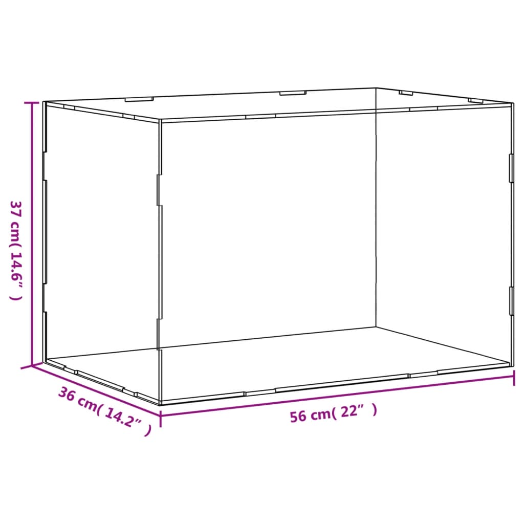 vidaXL Razstavna škatla prozorna 56x36x37 cm akril