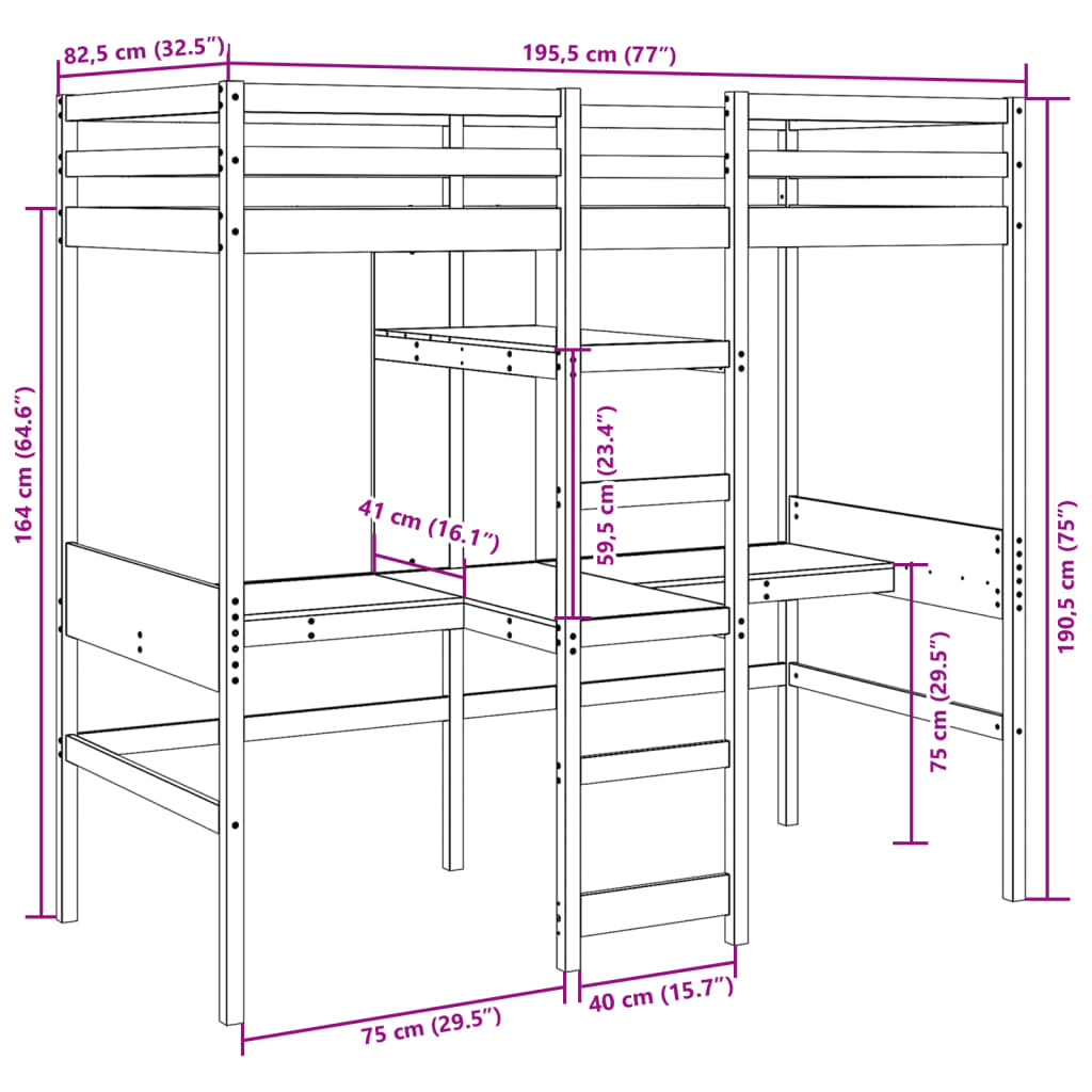 vidaXL Okvir za pograd brez vzmetnice bel 75x190 cm trdna borovina