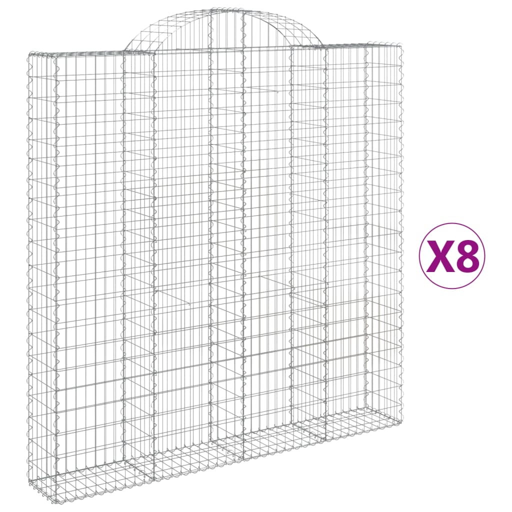 vidaXL Obokane gabion košare 8 kosa 200x30x200/220 cm pocinkano železo