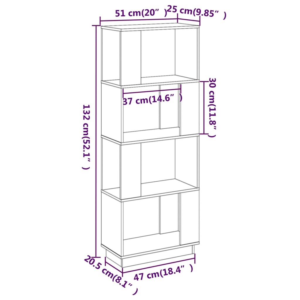 vidaXL Knjižna omara/pregrada 51x25x132 cm trdna borovina