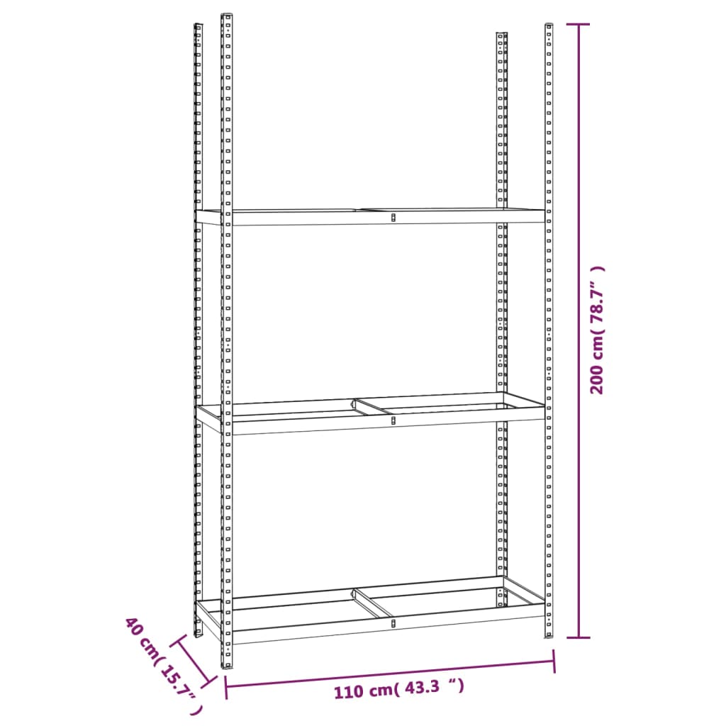 vidaXL Stojalo za pnevmatike 2 kosa srebrno 110x40x200 cm jeklo