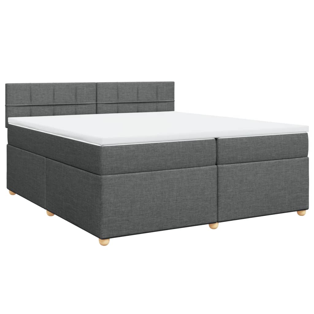 vidaXL Box spring postelja z vzmetnico temno siva 200x200 cm blago