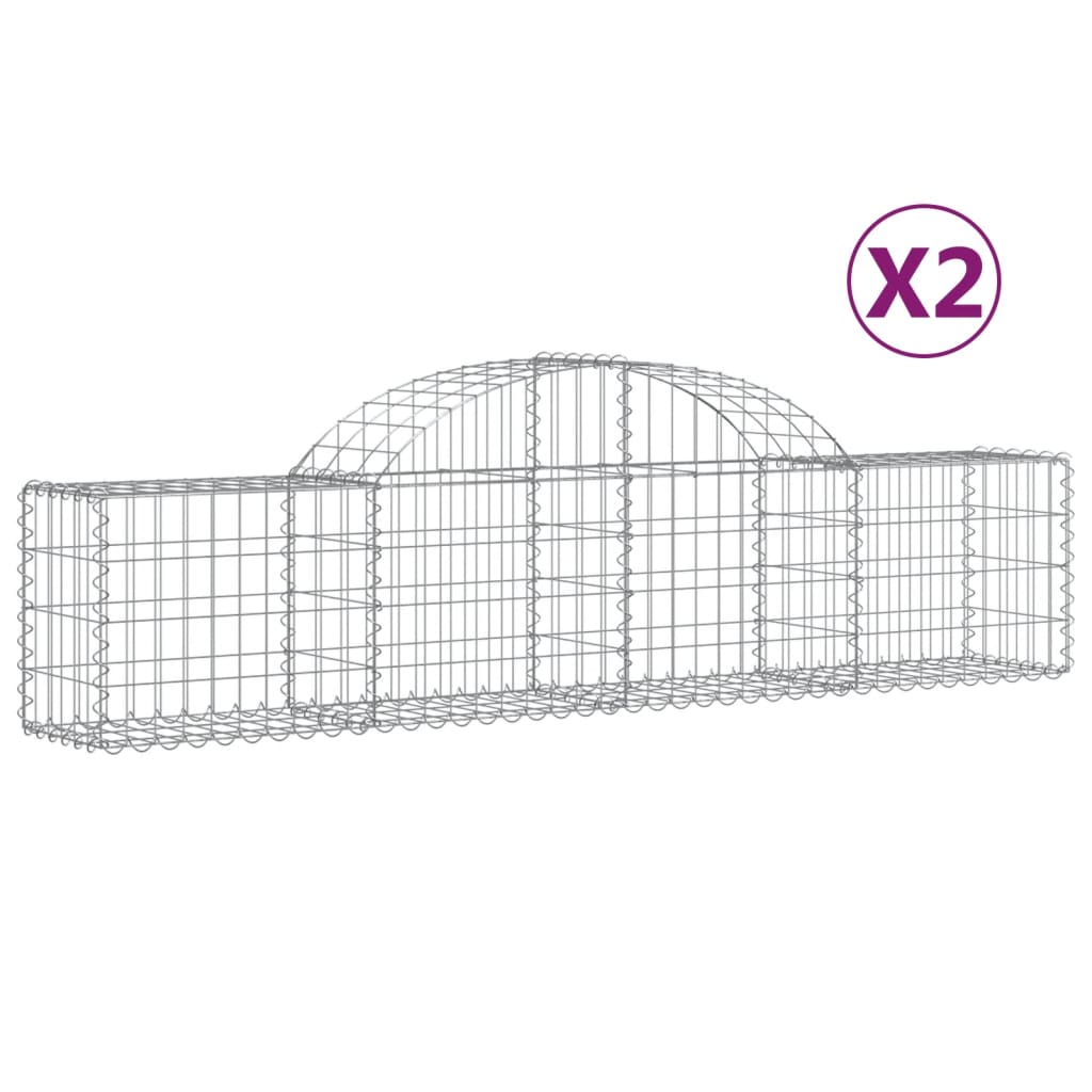 vidaXL Obokane gabion košare 2 kosa 200x30x40/60 cm pocinkano železo