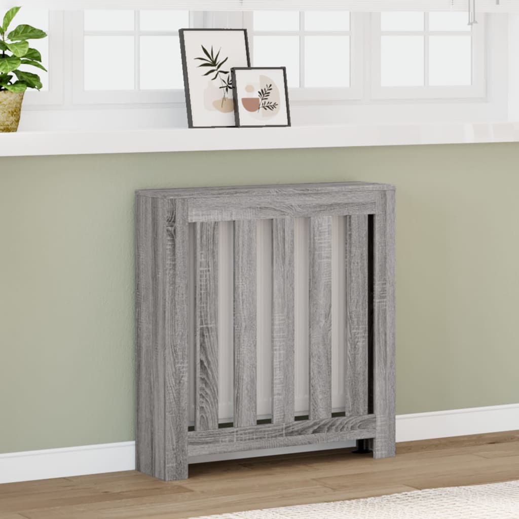 vidaXL Pokrov za radiator siv sonoma 78x20x82 cm inženirski les