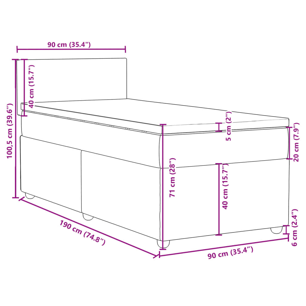 vidaXL Box spring postelja z vzmetnico temno siva blago