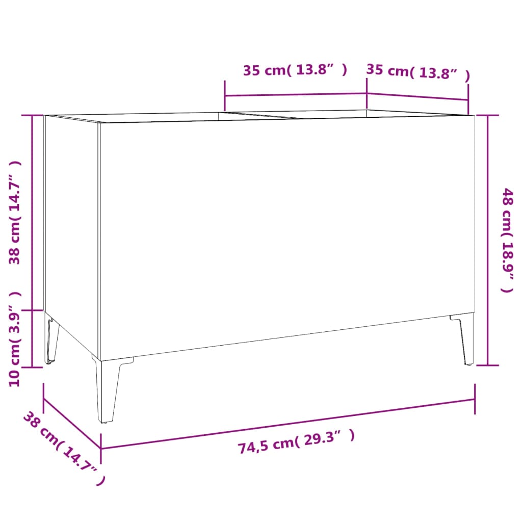 vidaXL Omarica za gramofonske plošče črna 74,5x38x48 cm inženirski les