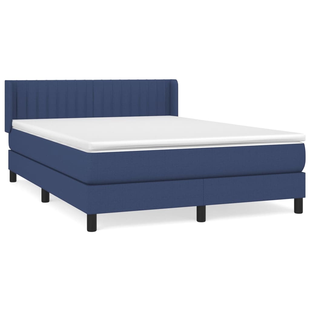 vidaXL Box spring postelja z vzmetnico modra 140x200 cm blago