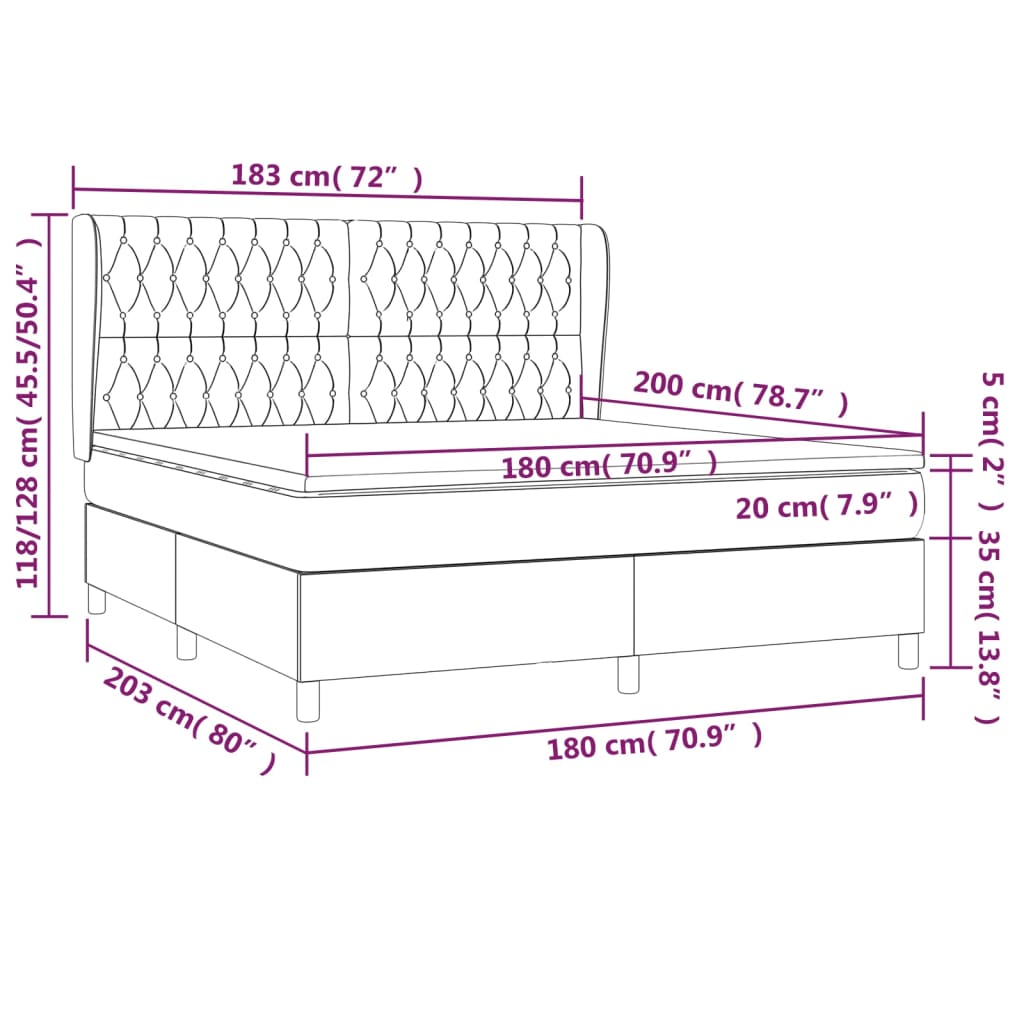 vidaXL Box spring postelja z vzmetnico svetlo siva 180x200 cm žamet