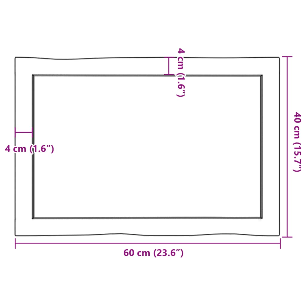 vidaXL Mizna plošča 60x40x(2-6) cm neobdelana hrastovina naraven rob