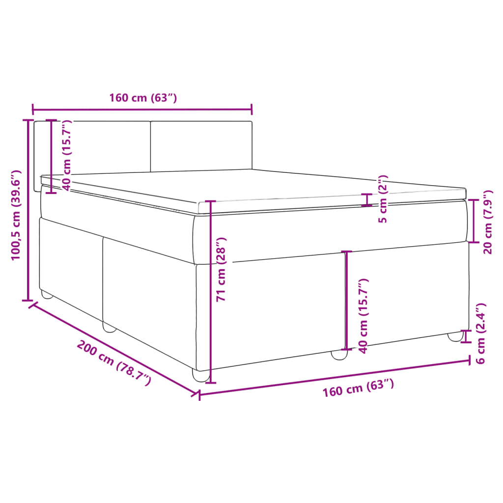 vidaXL Box spring postelja z vzmetnico krem 160x200 cm blago