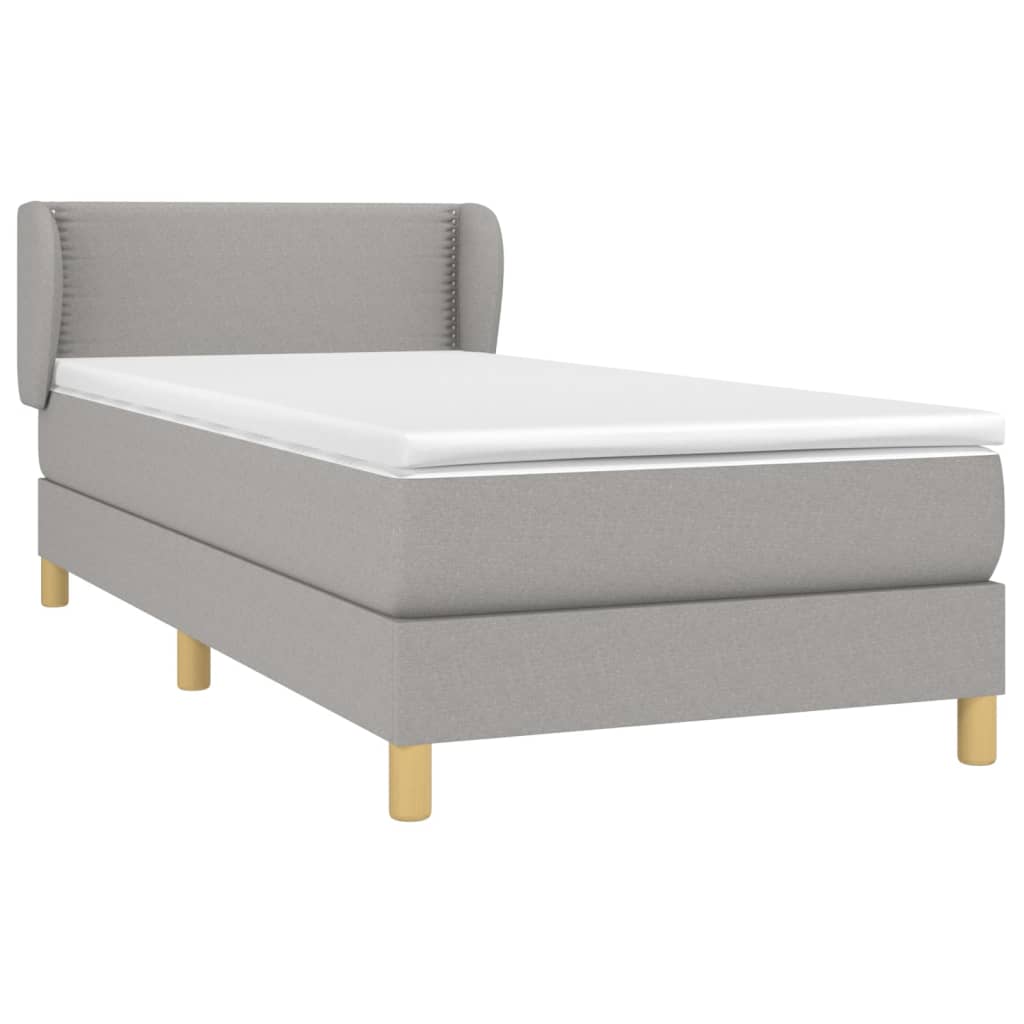 vidaXL Box spring postelja z vzmetnico svetlo siva 90x200 cm blago