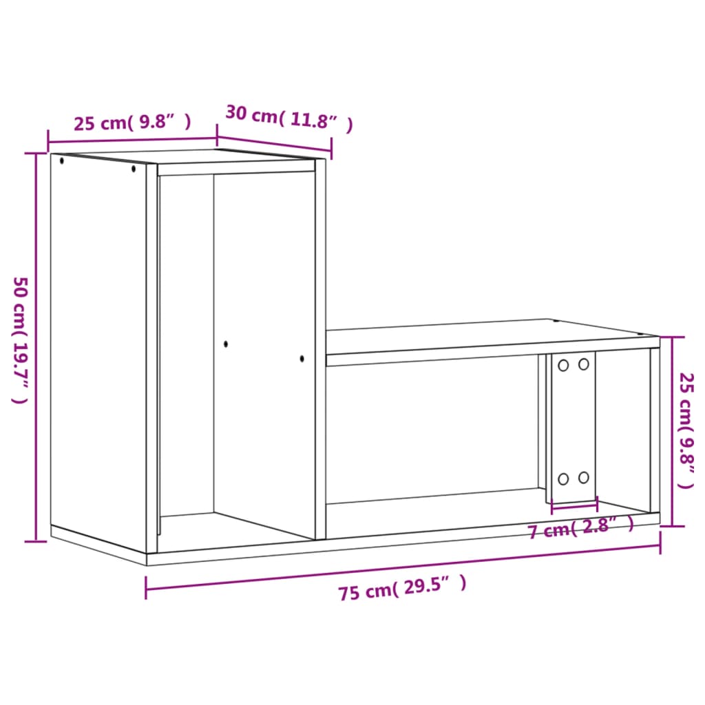 vidaXL TV omarica 2 kosa siva sonoma 75x30x50 cm inženirski les