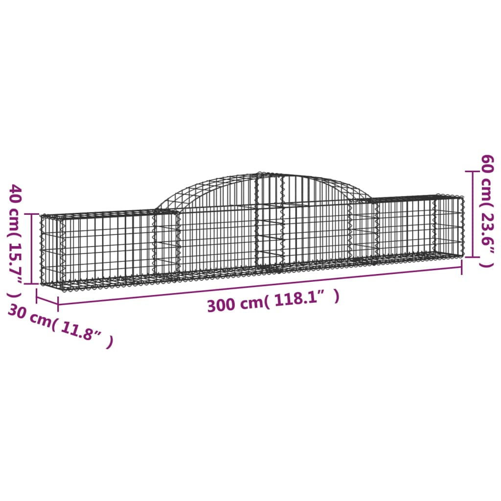 vidaXL Obokane gabion košare 9 kosi 300x30x40/60 cm pocinkano železo