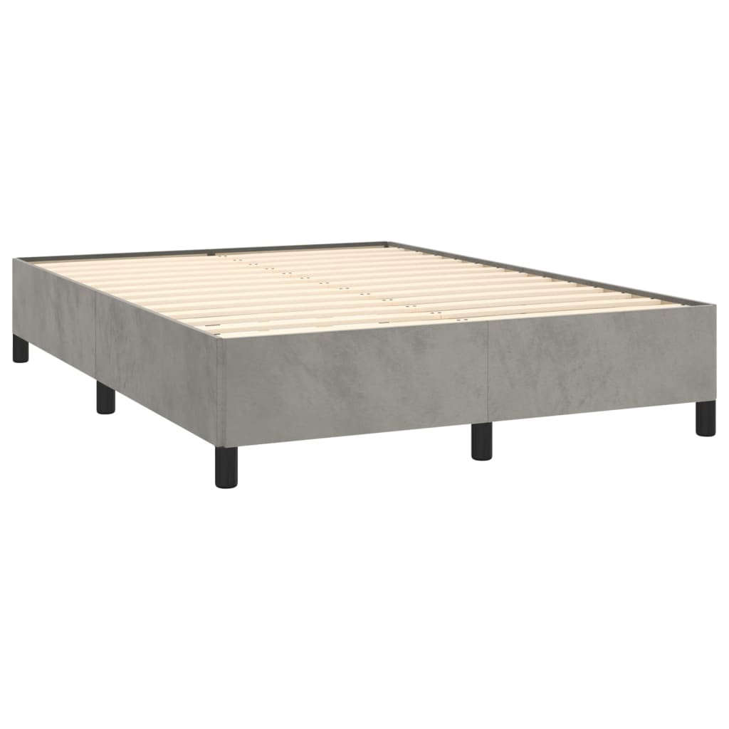 vidaXL Box spring postelja z vzmetnico svetlo siv 140x190 cm žamet