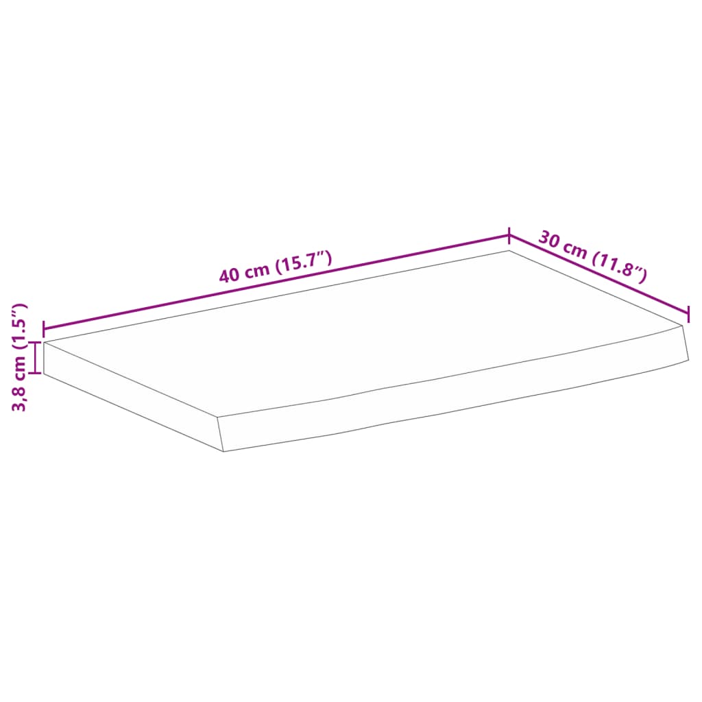 vidaXL Mizna plošča z naravnim robom 40x30x3,8 cm trden mangov les