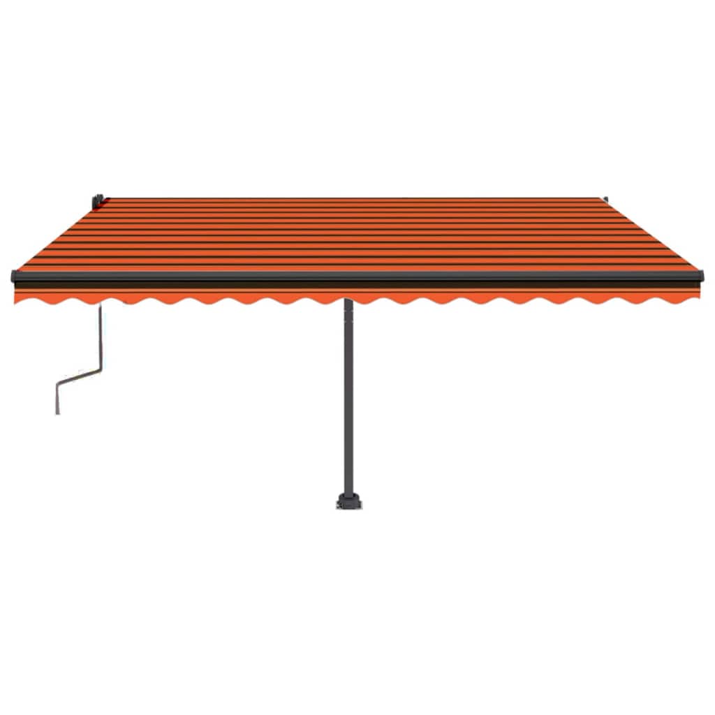 vidaXL Ročno zložljiva tenda z LED lučmi 450x350 cm oranžna in rjava