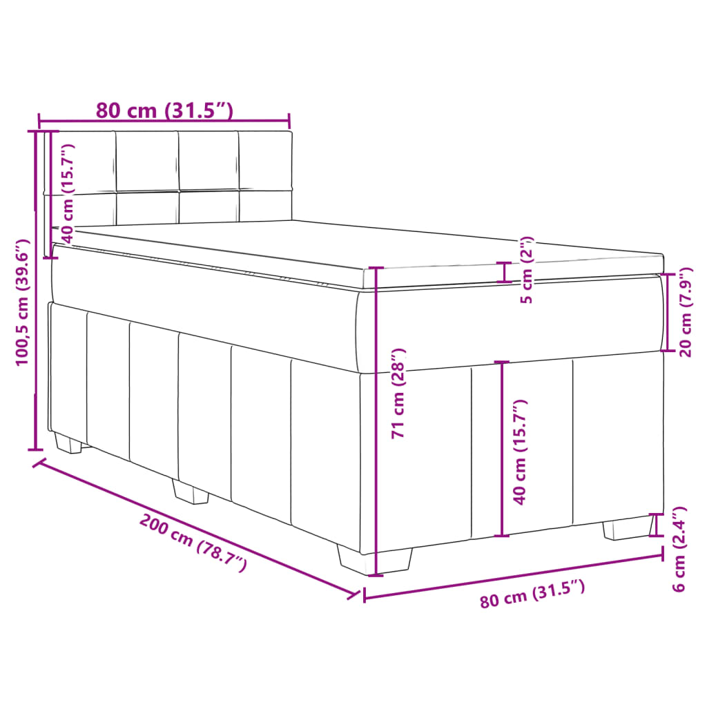 vidaXL Box spring postelja z vzmetnico temno rjava 80x200 cm blago