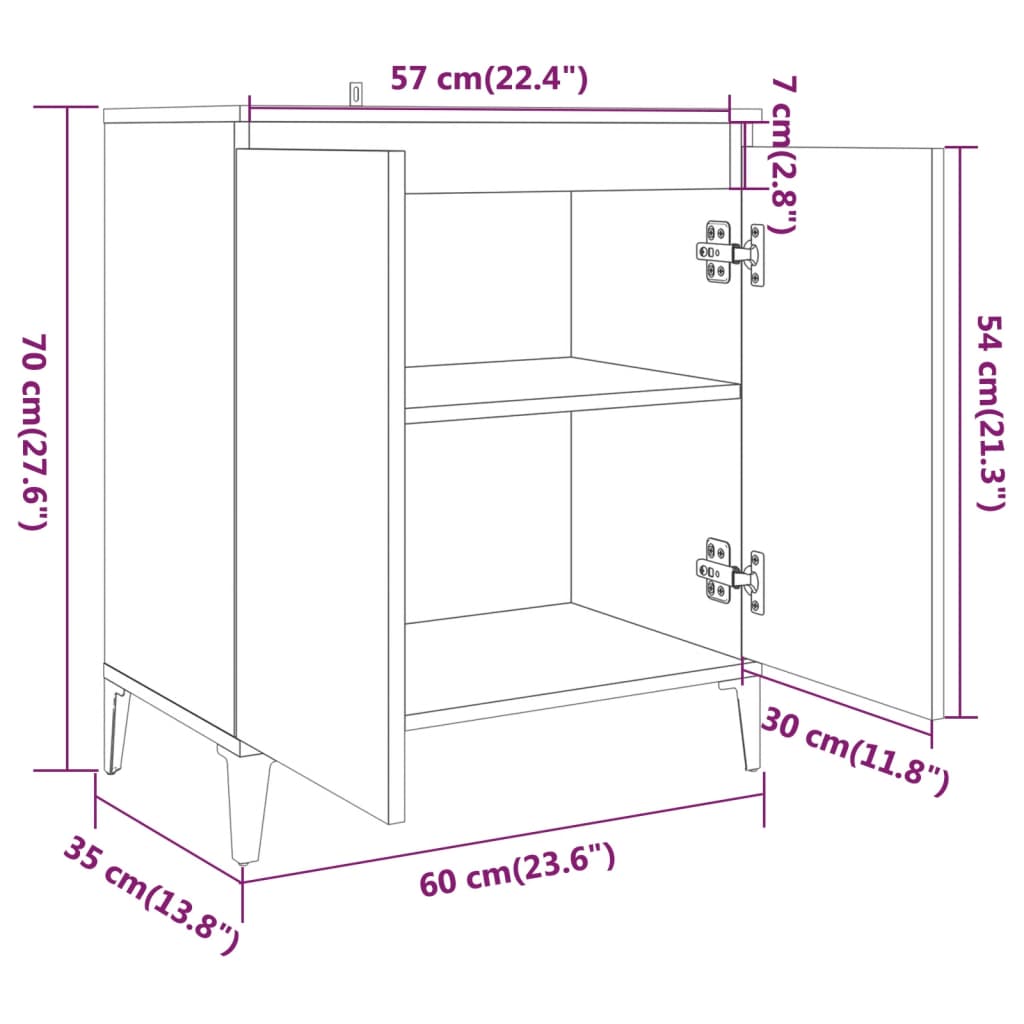 vidaXL Komoda siva sonoma 60x35x70 cm konstruiran les