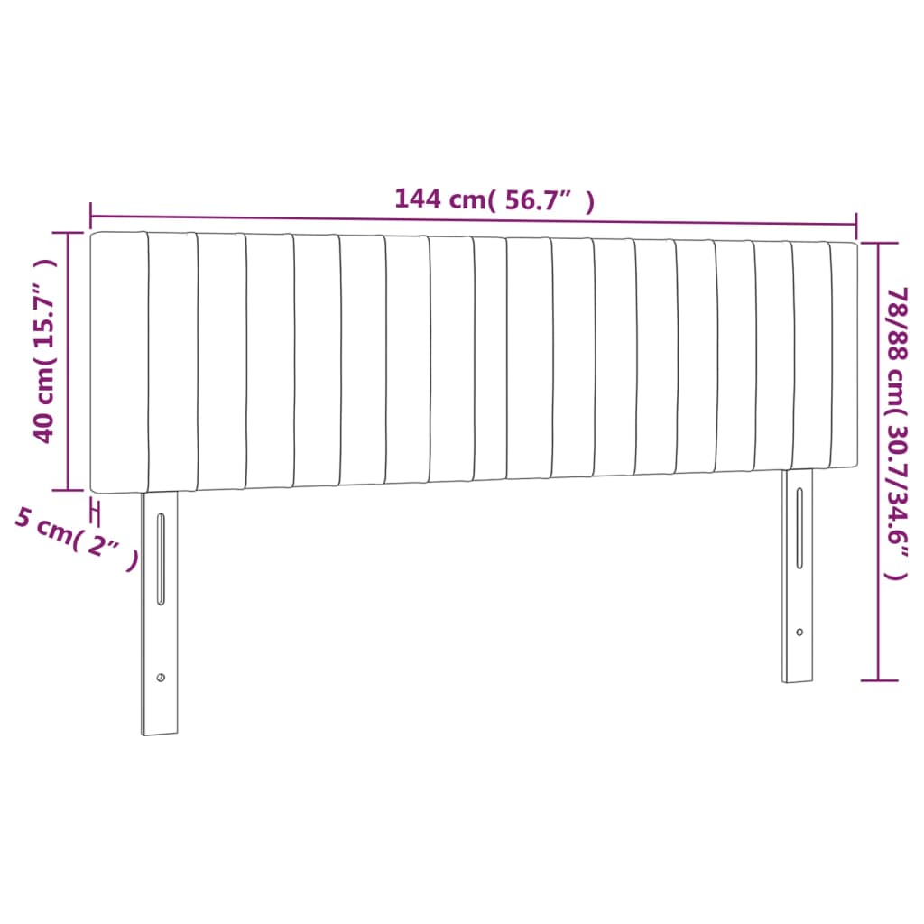 vidaXL LED posteljno vzglavje taupe 144x5x78/88 cm blago