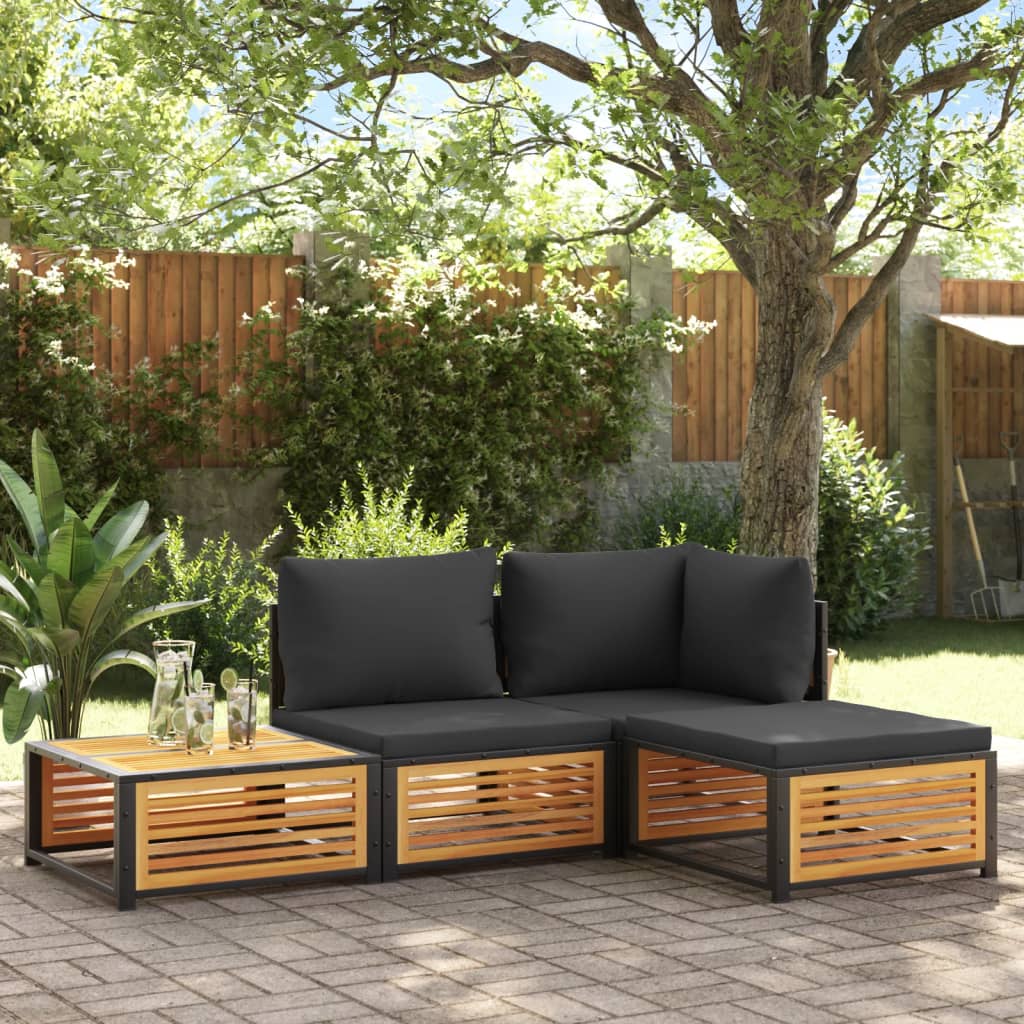 vidaXL Vrtni stolček z blazino 68x68x30 cm trden akacijev les