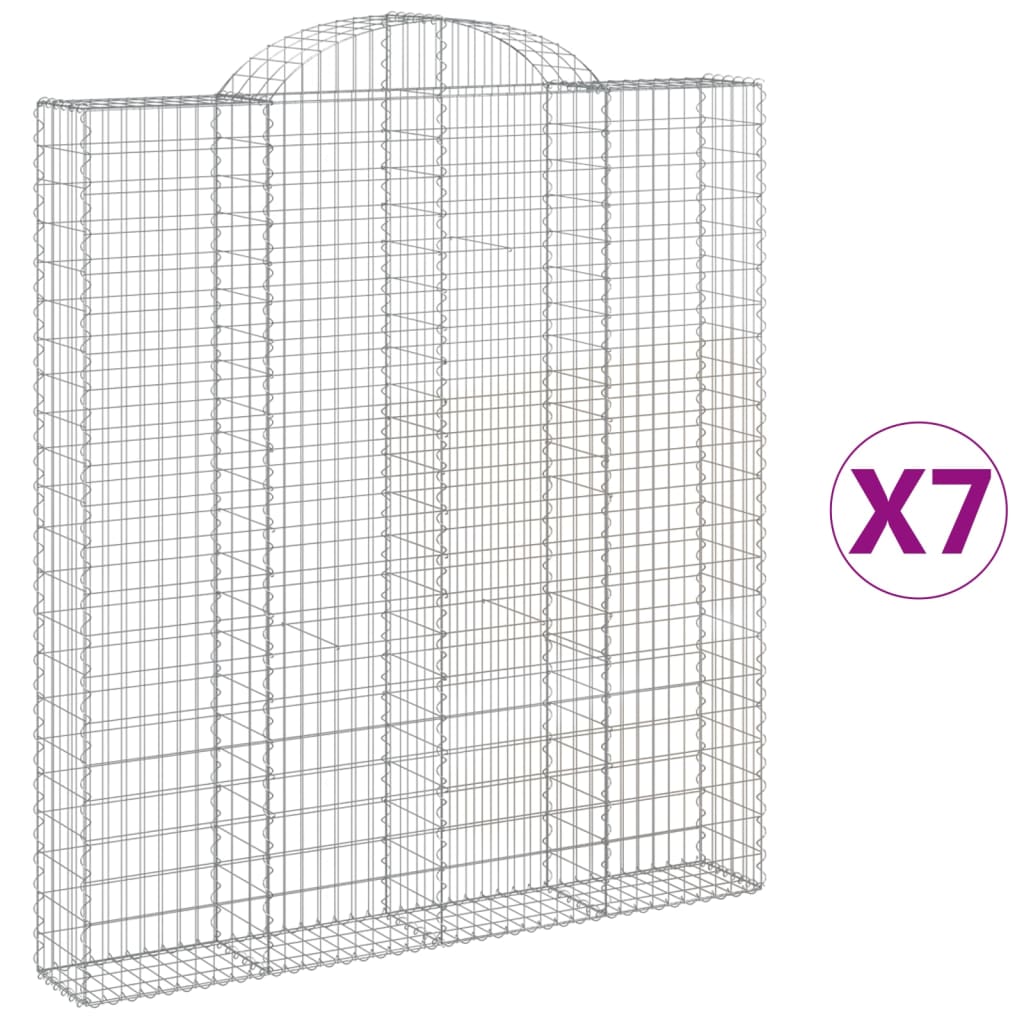 vidaXL Obokane gabion košare 7 kos 200x30x220/240 cm pocinkano železo