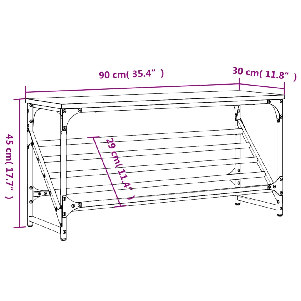 vidaXL Regal za čevlje sonoma hrast 90x30x45 cm inženirski les