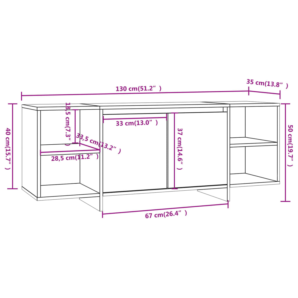 vidaXL TV omarica črna 130x35x50 cm iverna plošča