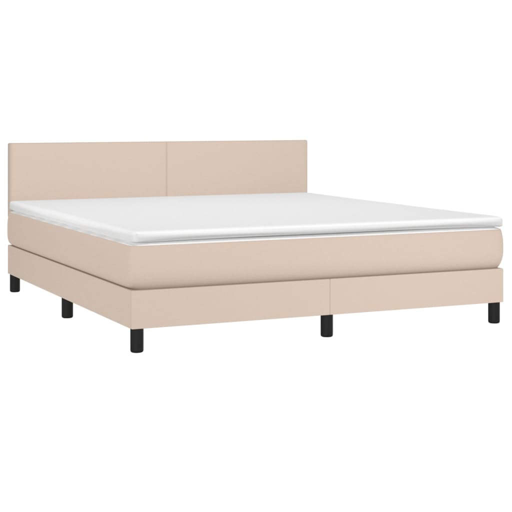 vidaXL Box spring postelja z vzmetnico kapučino 180x200cm umetno usnje