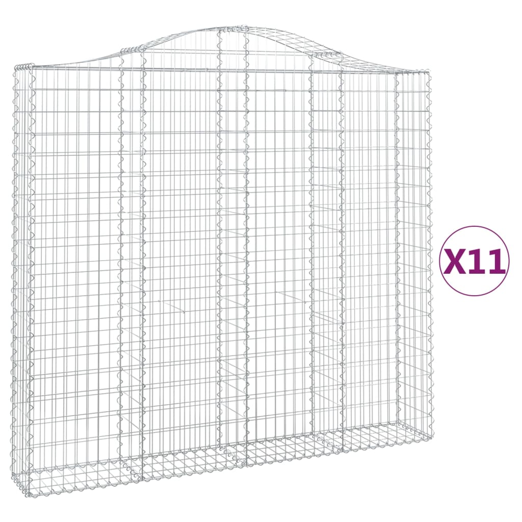 vidaXL Obokane gabion košare 11 kosa 200x30x180/200cm pocinkano železo