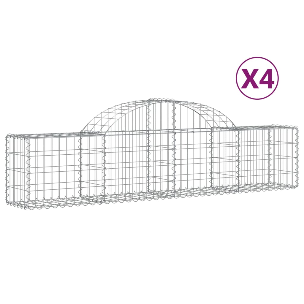 vidaXL Obokane gabion košare 4 kosi 200x30x40/60 cm pocinkano železo