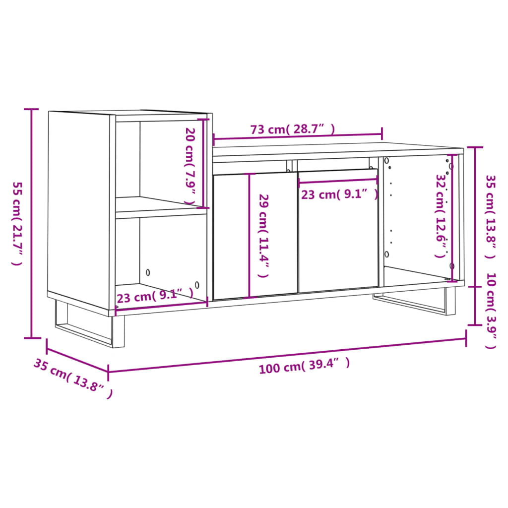 vidaXL TV omarica črna 100x35x55 cm inženirski les