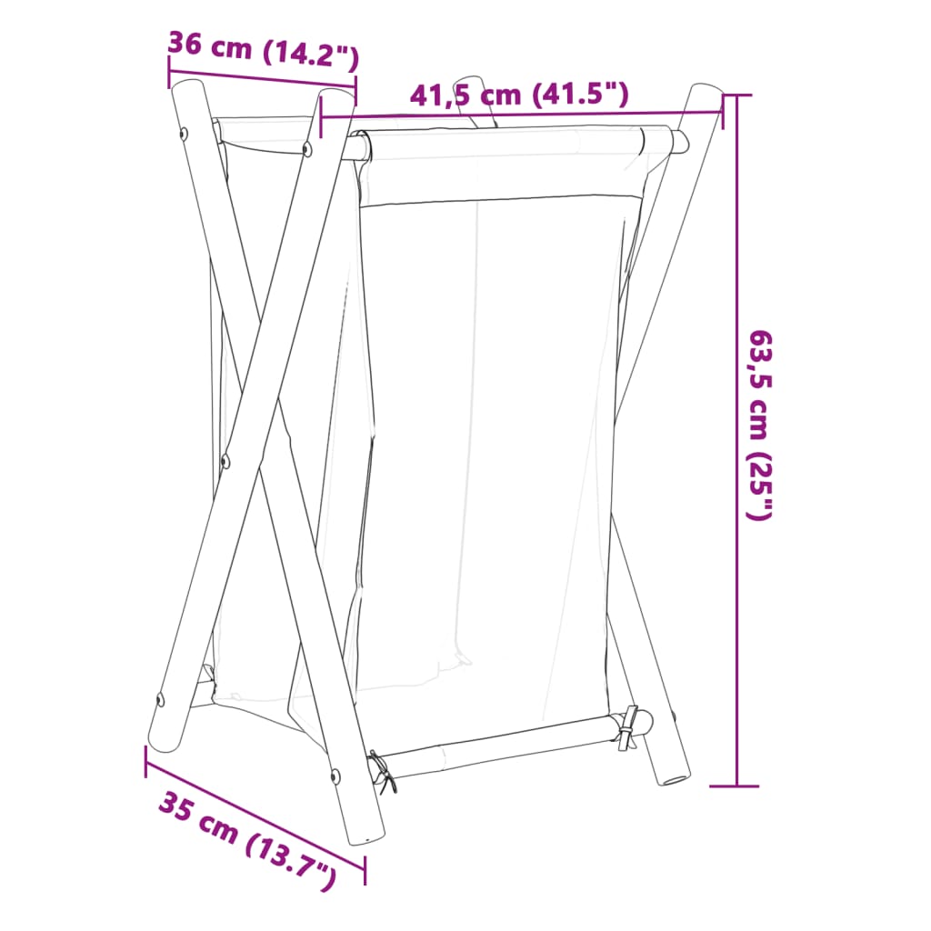 vidaXL Košara za perilo kremno bela 41,5x36x63,5 cm bambus