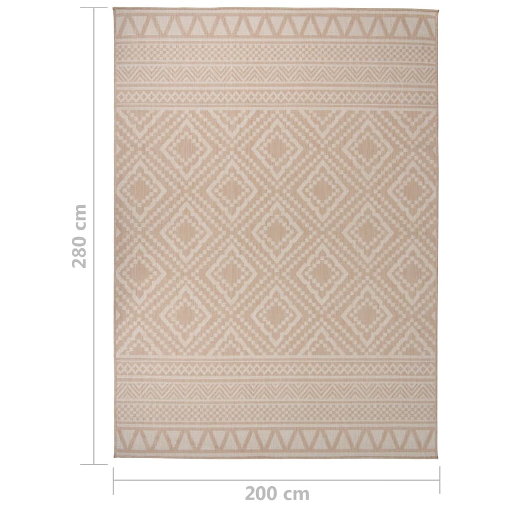 vidaXL Zunanja preproga ploščato tkanje 200x280 cm rjave črte
