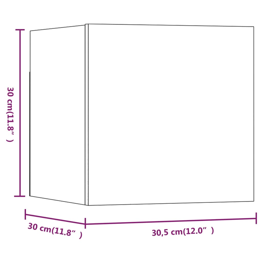 vidaXL Stenska TV omarica 4 kosi dimljeni hrast 30,5x30x30 cm