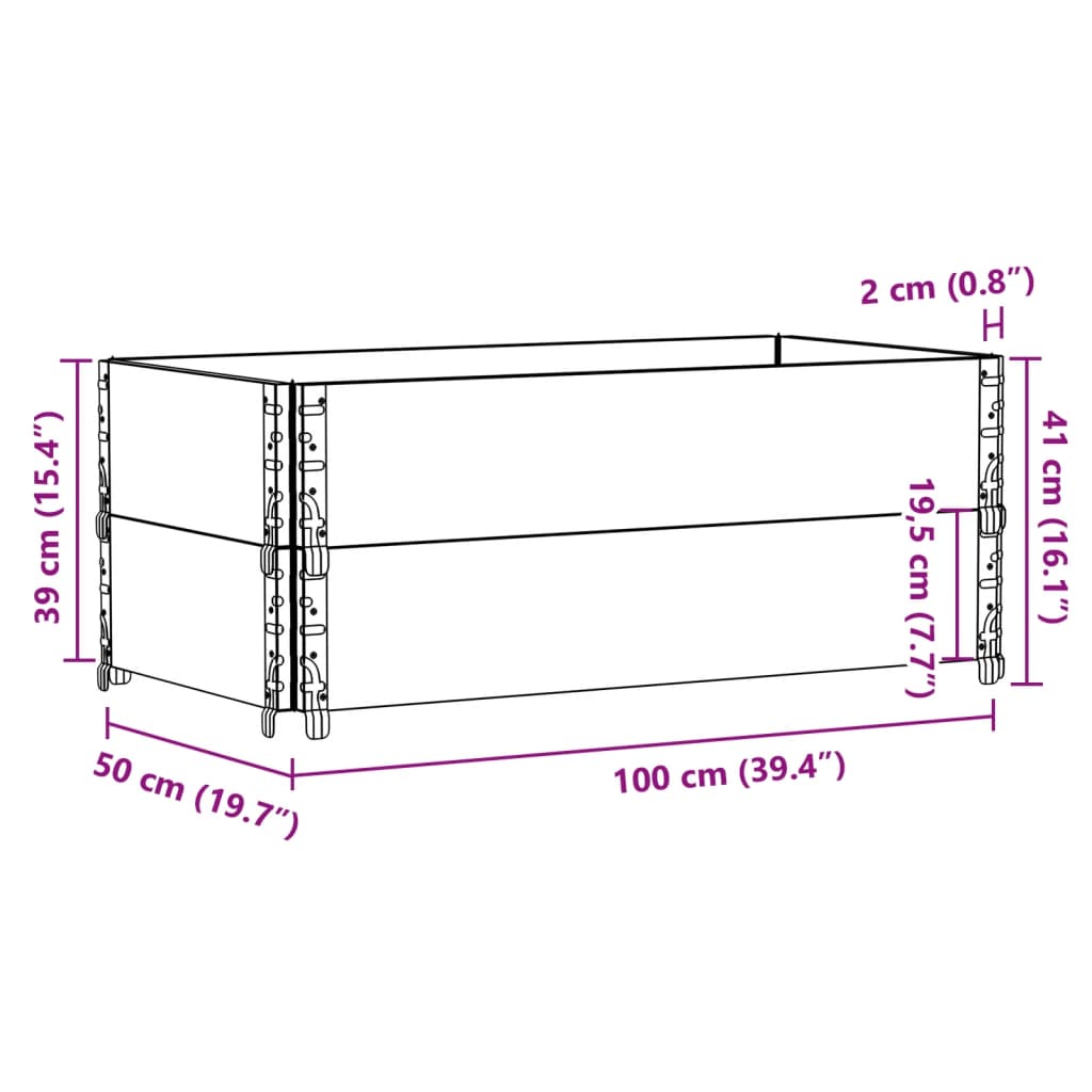 vidaXL Paletni okvirji 2 kosa sivi 100x50 cm trdna borovina