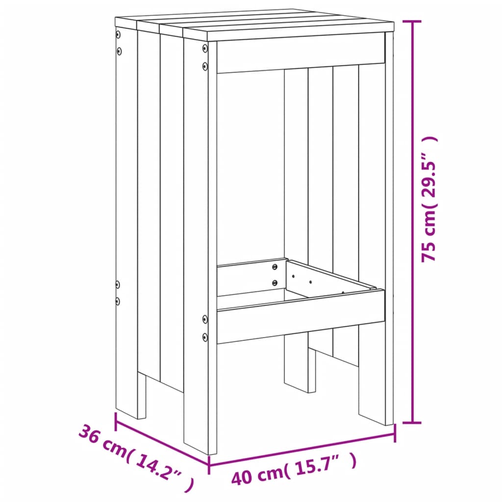 vidaXL Barski stolček 2 kosa medeno rjava 40x36x75 cm trdna borovina